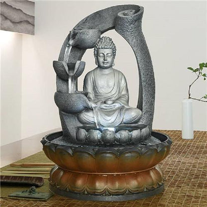 11inches Buddha Fountain Tabletop Decorative Waterfall with Submersible Pump for Office Home Decor - FurniFindUSA