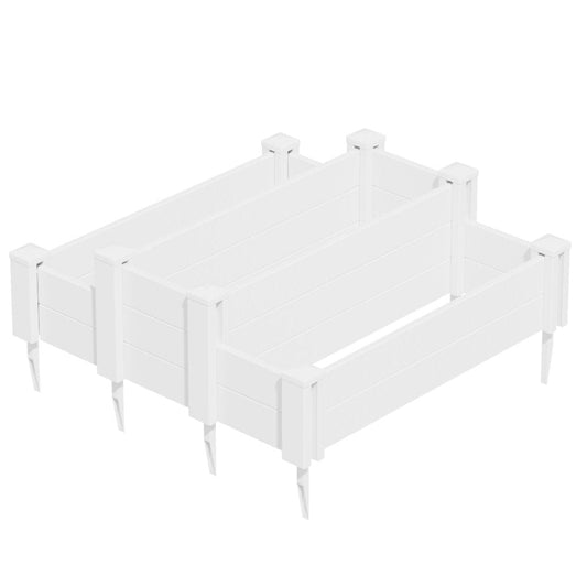 12" X 35" White And Pearl Composite Rectangular Raised Garden Bed
