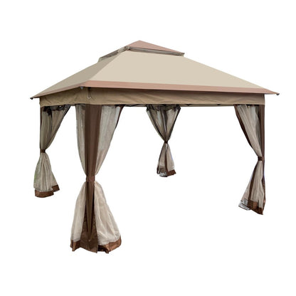 130" X 130" Coffee Metal Square Gazebo HomeRoots