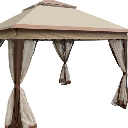 130" X 130" Coffee Metal Square Gazebo HomeRoots