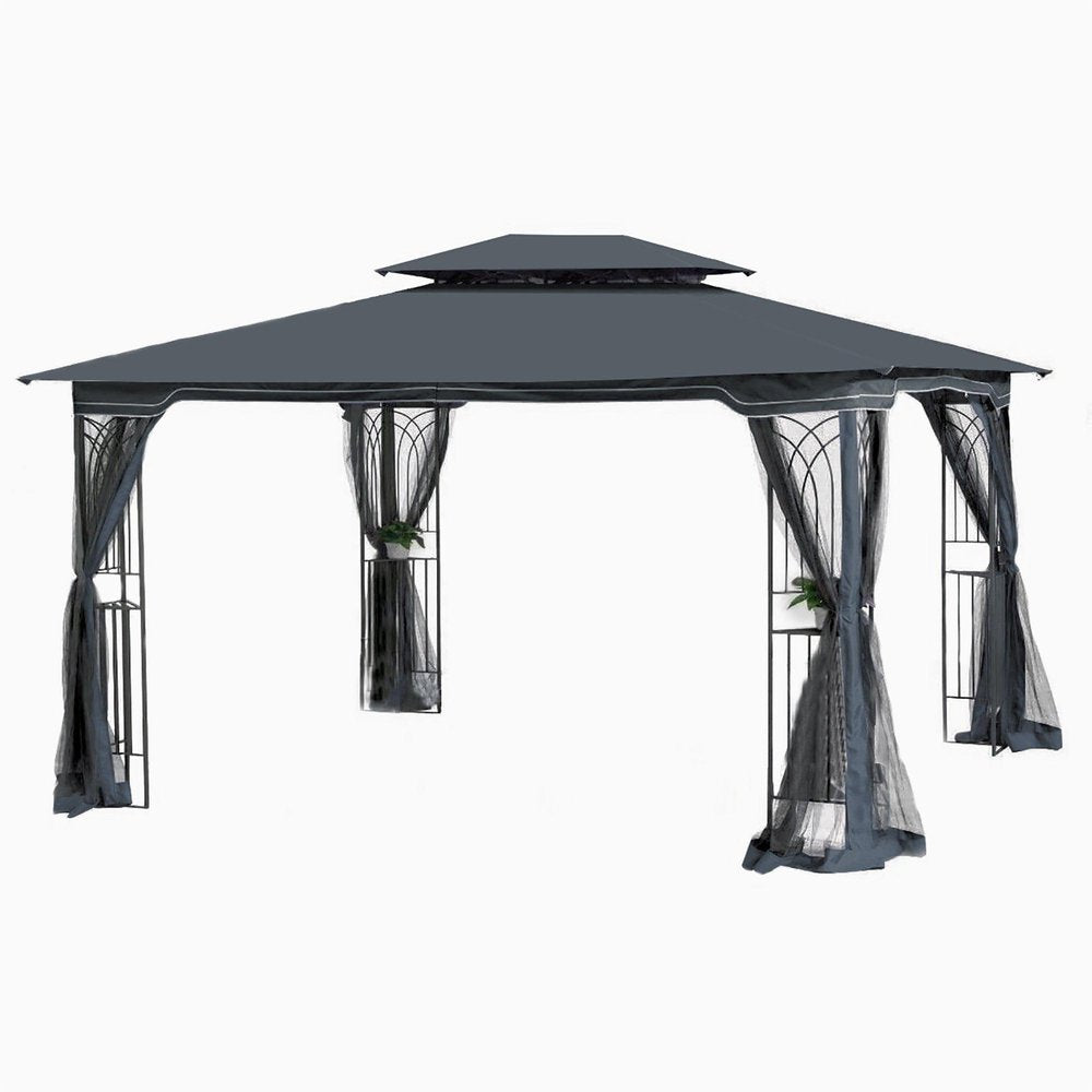 158" X 158" Gray Metal Gazebo — view 2