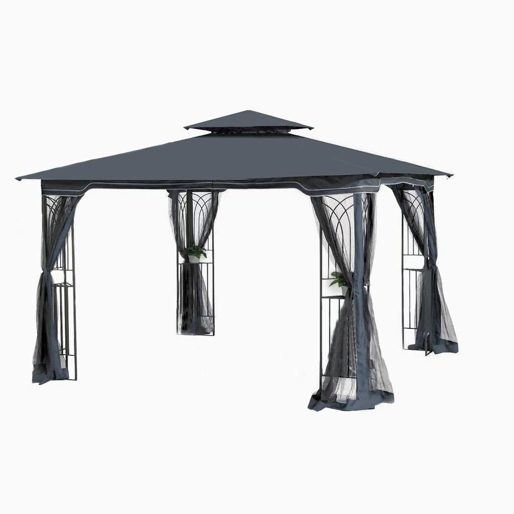 117" X 117" Gray Steel Square Gazebo HomeRoots