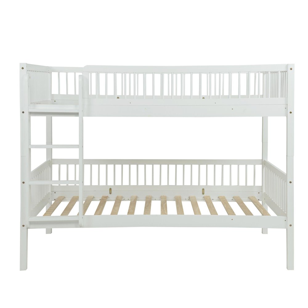 White Twin Over Twin Solid Wood Bunk Bed HomeRoots