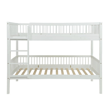 White Twin Over Twin Solid Wood Bunk Bed HomeRoots