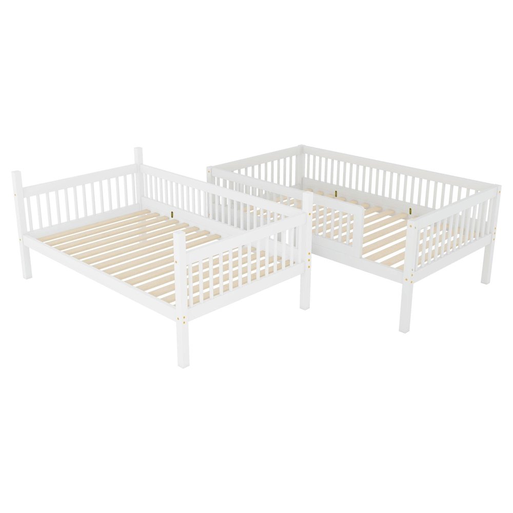 White Twin Over Twin Solid Wood Bunk Bed — view 2