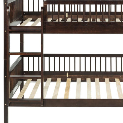 White Twin Over Twin Solid Wood Bunk Bed HomeRoots