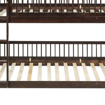 White Twin Over Twin Solid Wood Bunk Bed HomeRoots