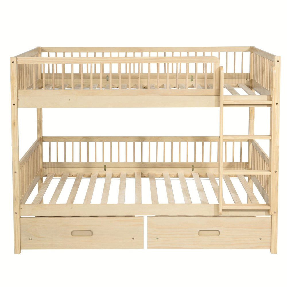 White Twin Over Twin Solid Wood Bunk Bed With Drawers And Storage — view 6