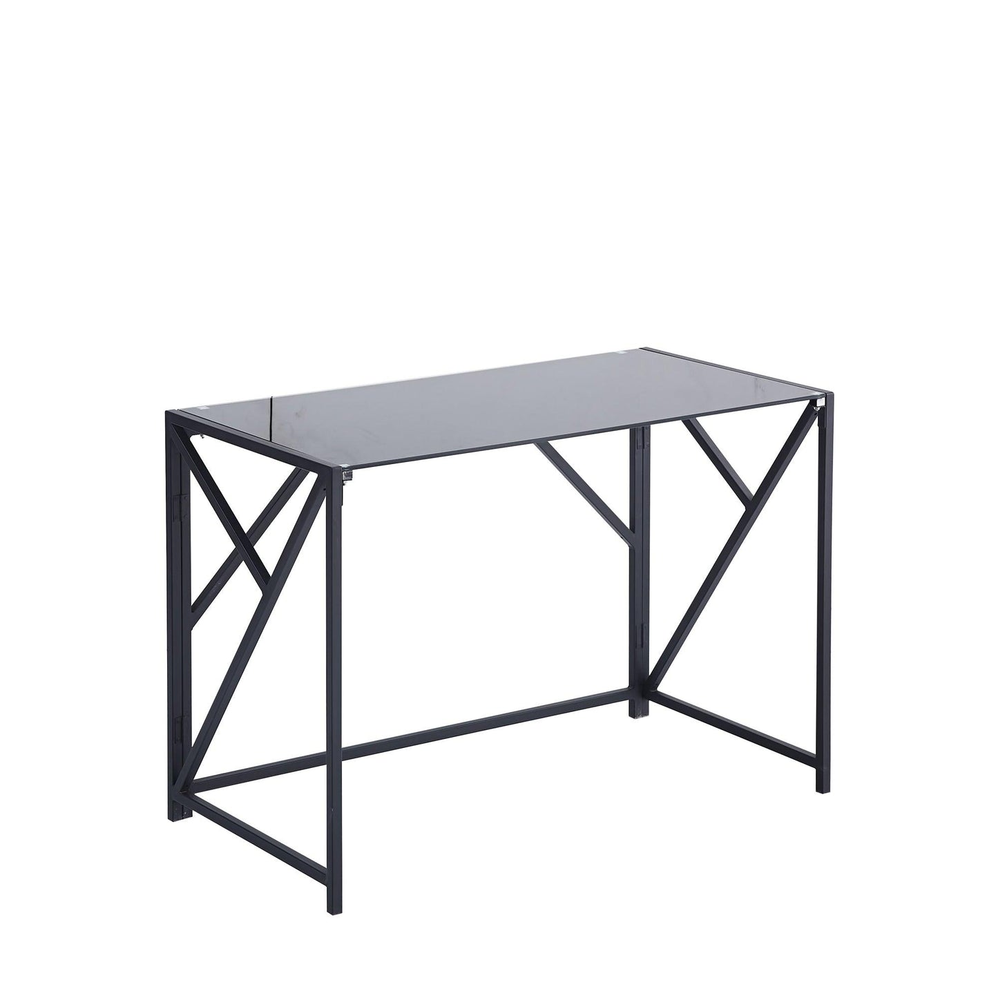 Tempered Black Glass Computer Desk Laptop Desk PC Laptop Table with Metal Frame Writting Desk - FurniFindUSA