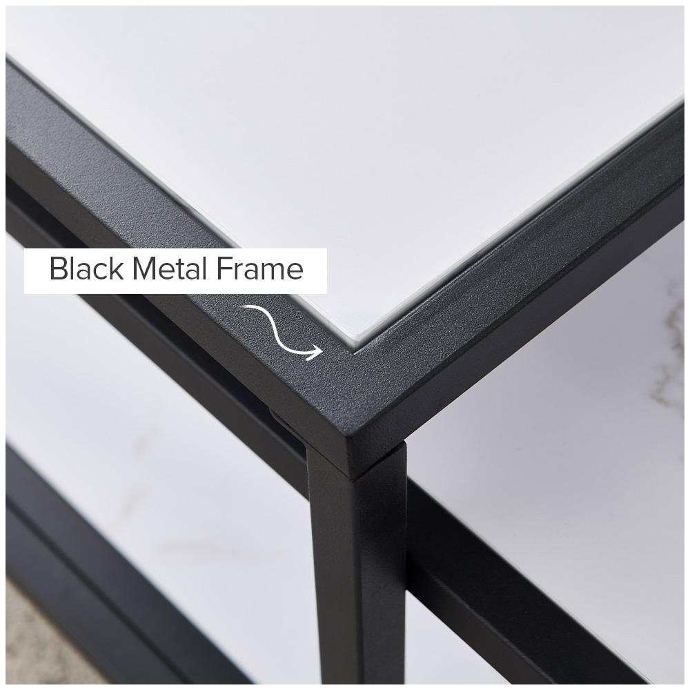 Modern Nesting coffee table Square & rectangle,Black metal frame with wood marble color top