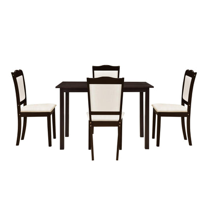 TREXM 5-Piece Wood Dining Table Set Simple Style Kitchen Dining Set Rectangular Table (Espresso) - FurniFindUSA