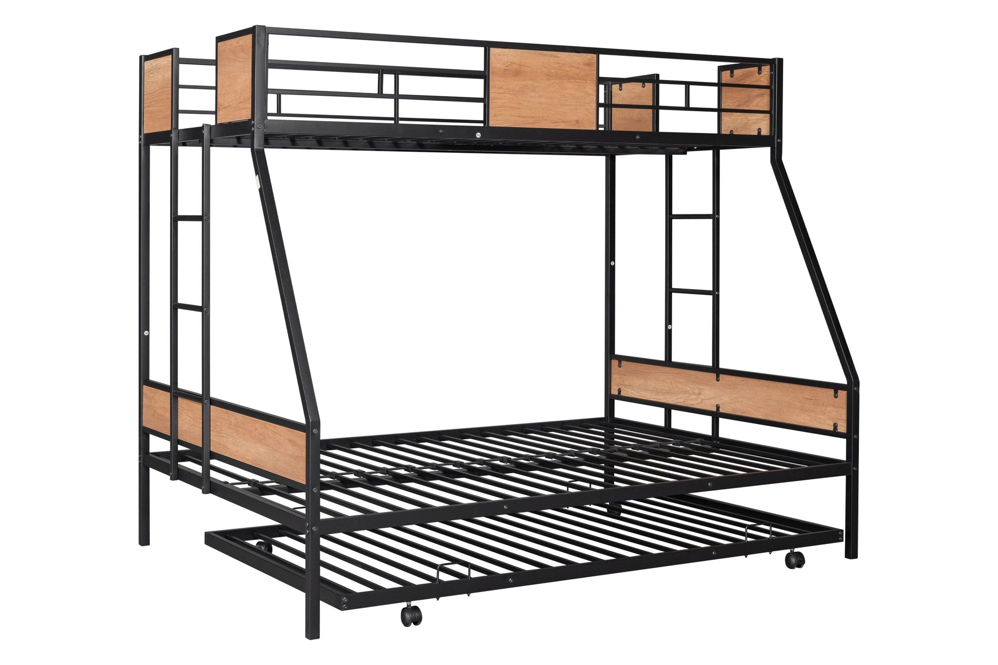 Metal Twin over Full Bunk Bed with Trundle/ Heavy-duty Sturdy Metal - FurniFindUSA