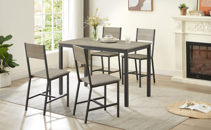 Dining Set for 5 Kitchen Table with 4 Upholstered Chairs Grey 47.2'' L x 27.6'' W x 29.7'' H - FurniFindUSA