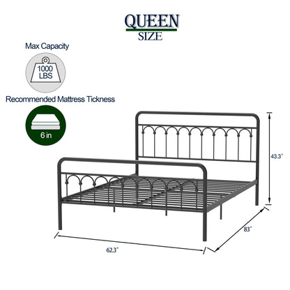 Tara Metal Bed Queen Black - FurniFindUSA