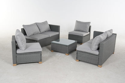 5 Piece Outdoor Rattan Sectional Sets，6 Seats with Cushion - FurniFindUSA