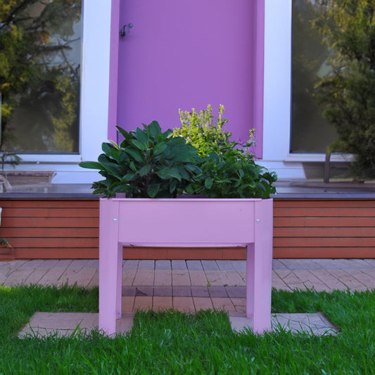 Elevated garden bed, metal elevated outdoor flowerpot box, suitable for backyard and terrace, large flowerpot (Pink*2） - FurniFindUSA