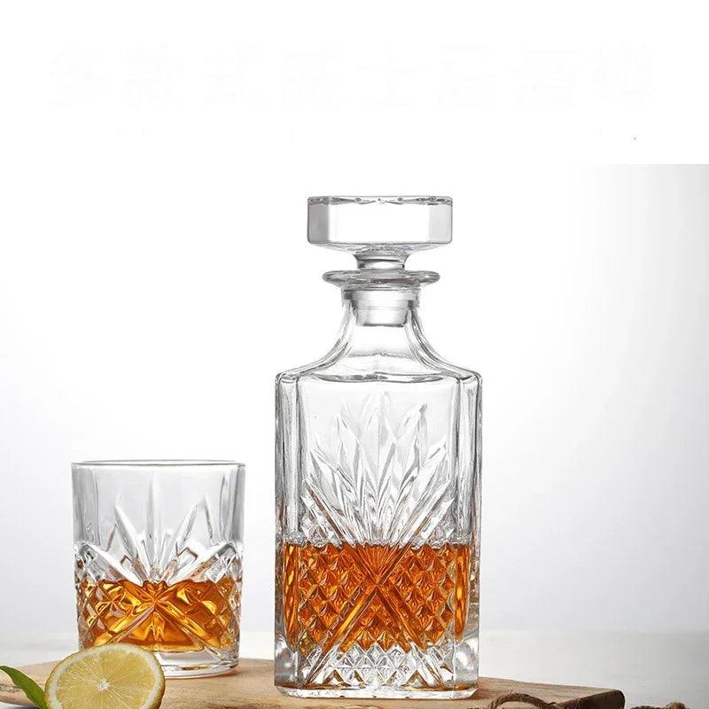 Crystal Glass Whiskey Decanter, Lead-Free, Luxury Barware, Wine Bottle, Home Party, 750ml - FurniFindUSA