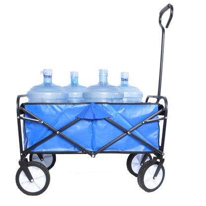 Folding Wagon Garden Shopping Beach Cart (Blue) - FurniFindUSA