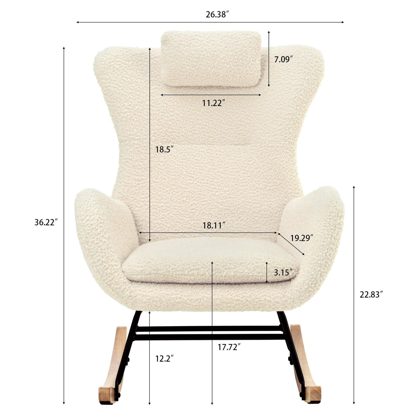 Rocking Chair - with rubber leg and cashmere fabric suitable for living room and bedroom - FurniFindUSA