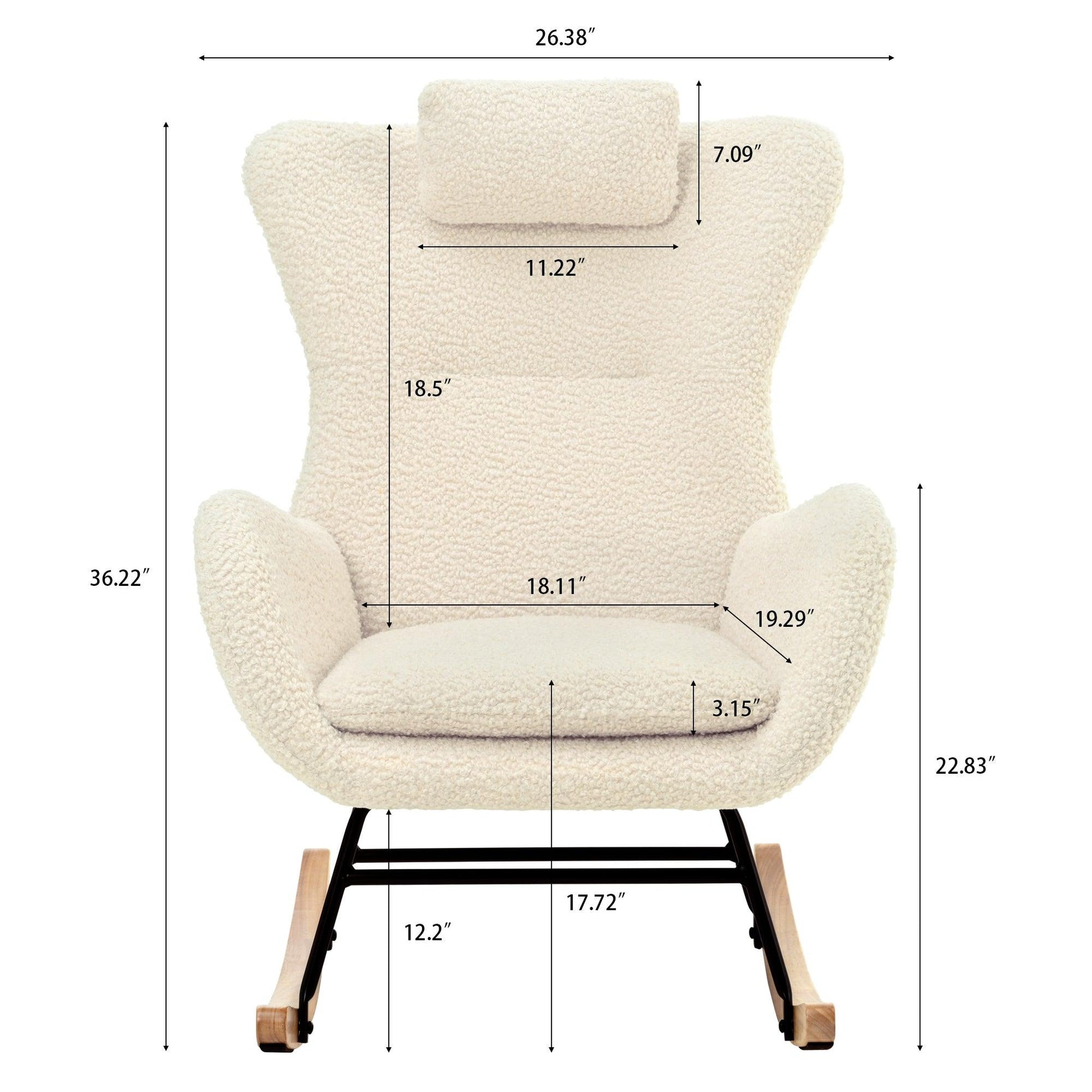 Rocking Chair - with rubber leg and cashmere fabric suitable for living room and bedroom - FurniFindUSA