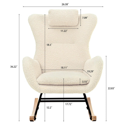 Rocking Chair - with rubber leg and cashmere fabric suitable for living room and bedroom - FurniFindUSA