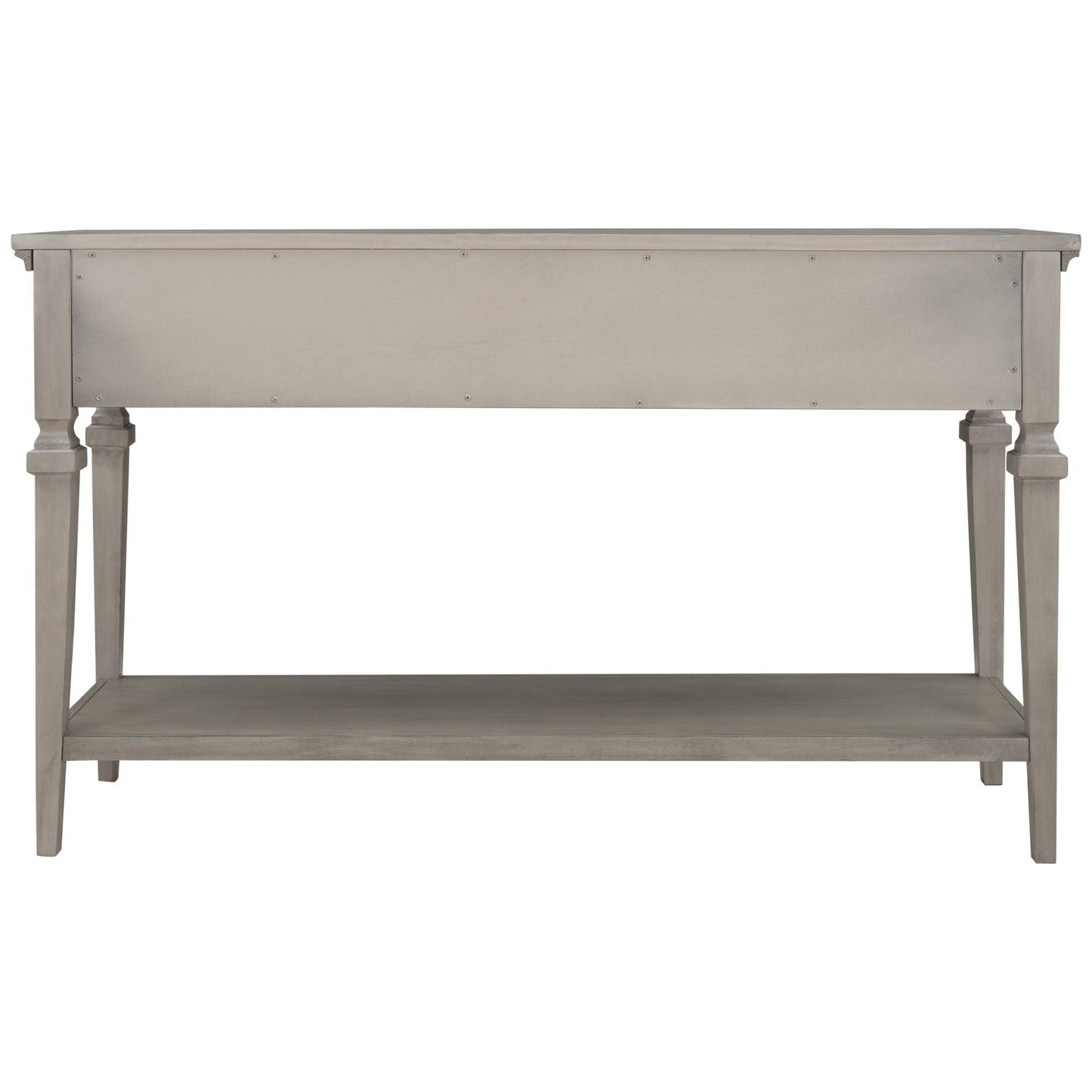 TREXM Classic Retro Style Console Table with Three Top Drawers and Open Style Bottom Shelf (Gray Wash) - FurniFindUSA