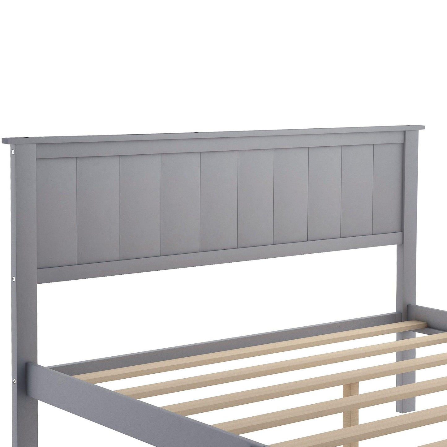 Twin Size Platform Bed with Under-bed Drawer Gray - FurniFindUSA