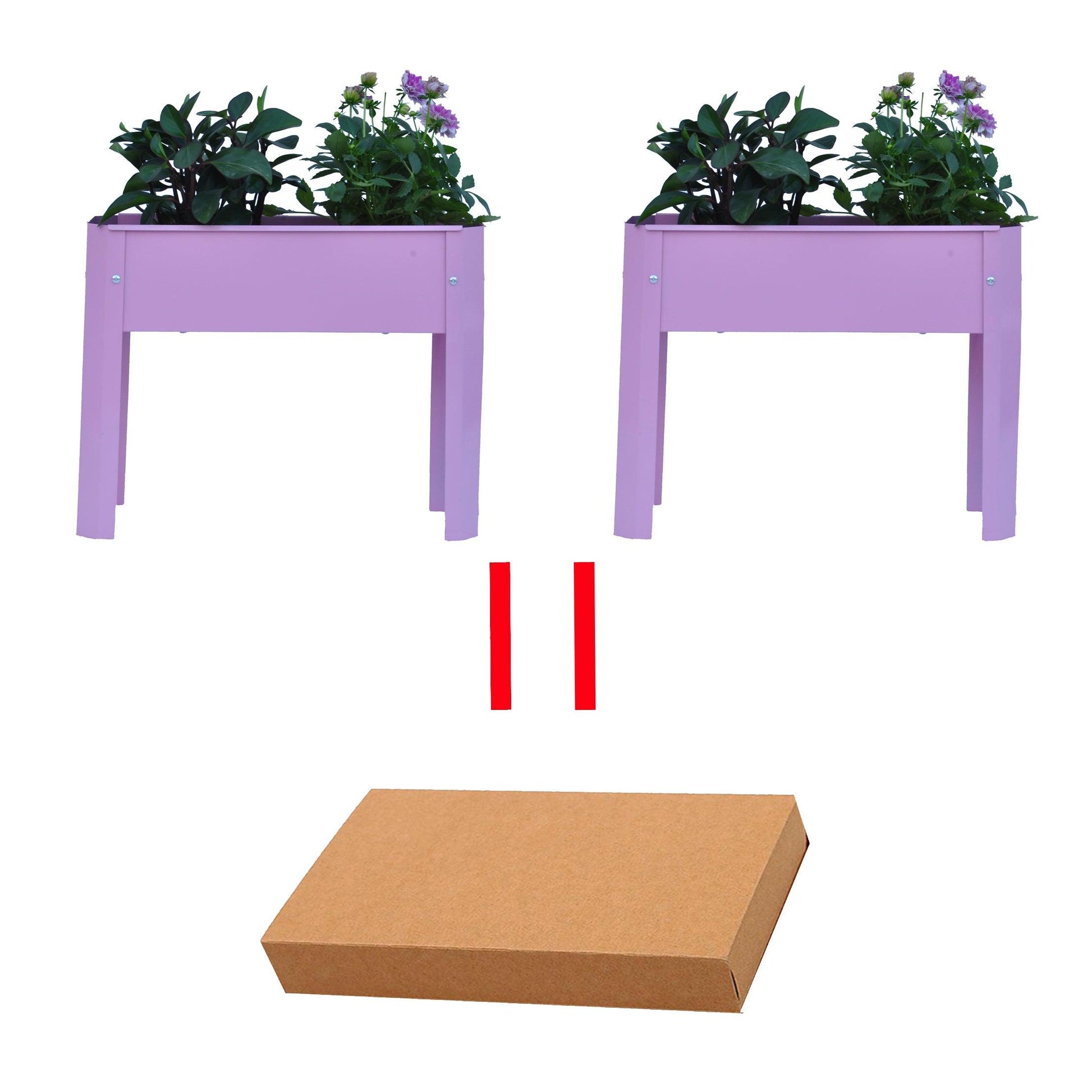 Elevated garden bed, metal elevated outdoor flowerpot box, suitable for backyard and terrace, large flowerpot (Pink*2） - FurniFindUSA