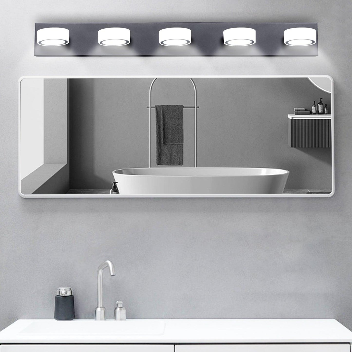 LED Modern Black 5-Light Vanity Lights Fixtures Over Mirror Bath Wall Lighting - FurniFindUSA