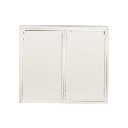 27.56"Glass Doors Modern Two-door Wall Cabinet with Featuring Three-tier White - FurniFindUSA