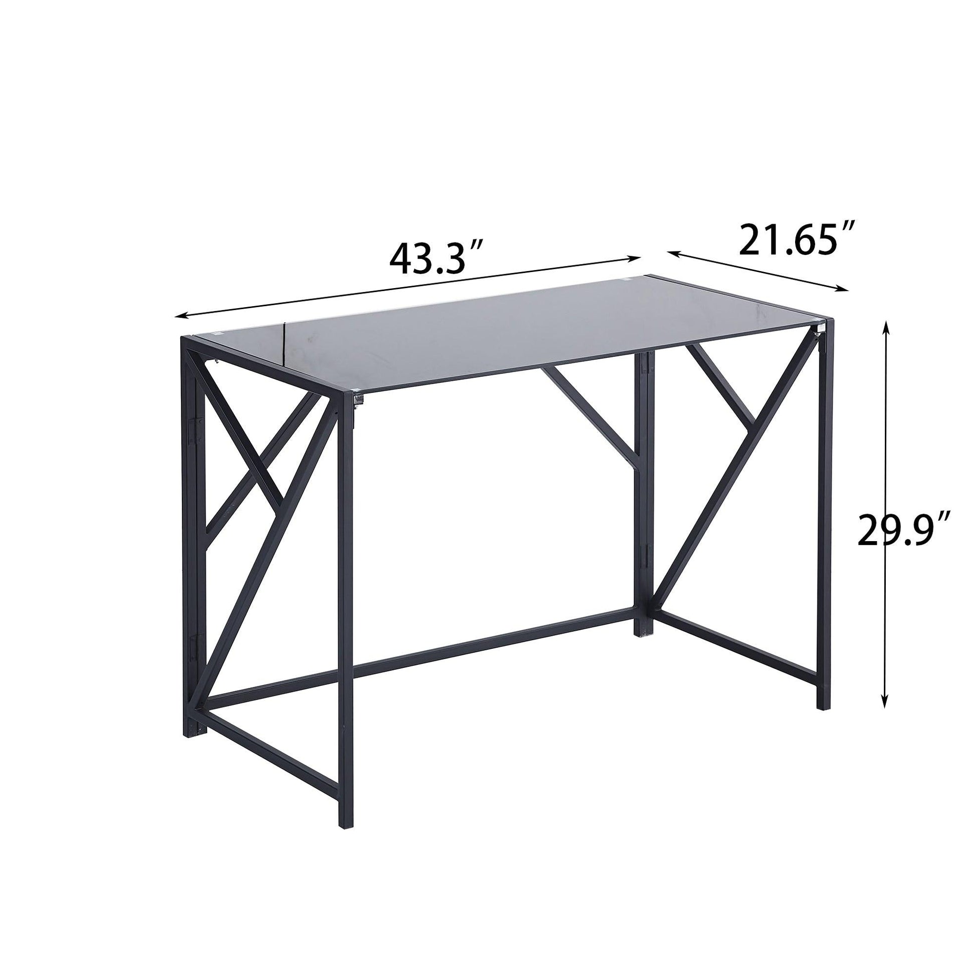 Tempered Black Glass Computer Desk Laptop Desk PC Laptop Table with Metal Frame Writting Desk - FurniFindUSA