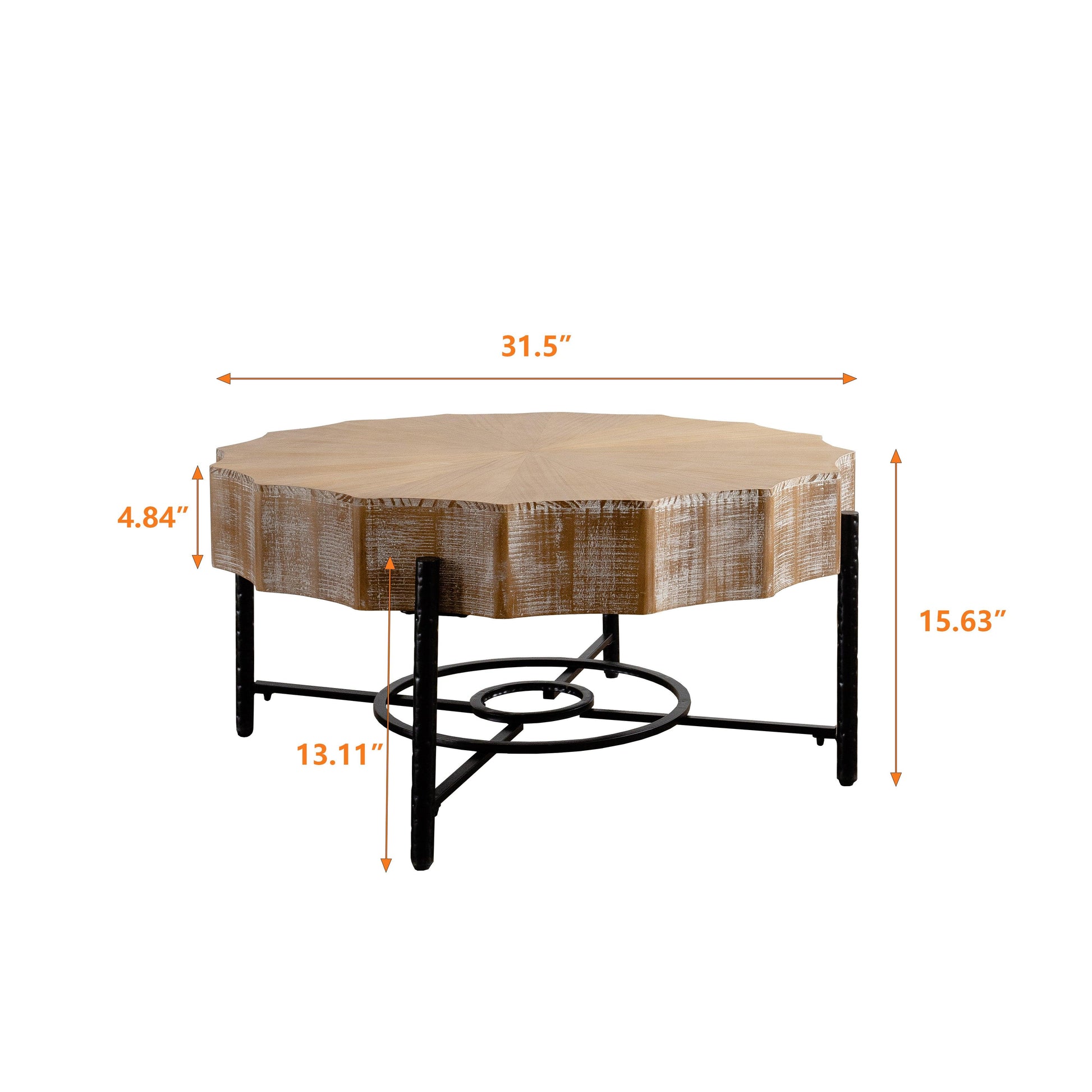 31.5 "Vintage Patchwork Lace Shape Coffee Table Cedar Coffee Table Set (Set of 2) - FurniFindUSA