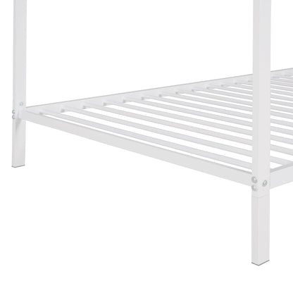 House Bed Frame Twin Size Kids Bed Frame Metal Platform Bed Floor Bed for Kids Boys Girls No Box Spring Needed White - FurniFindUSA