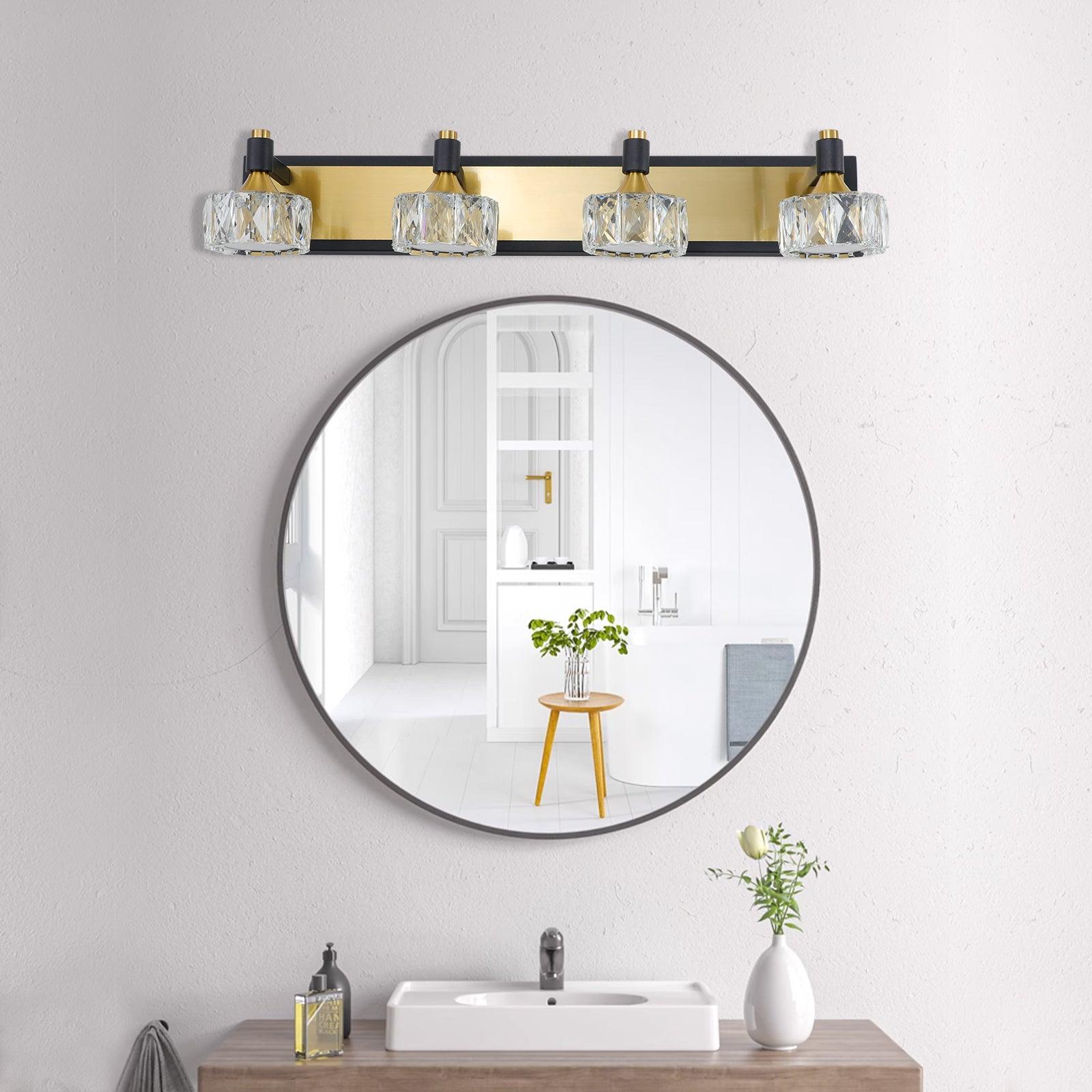 LED 4-Light Modern Crystal Bathroom Vanity Light Over Mirror Bath Wall Lighting Fixtures - FurniFindUSA