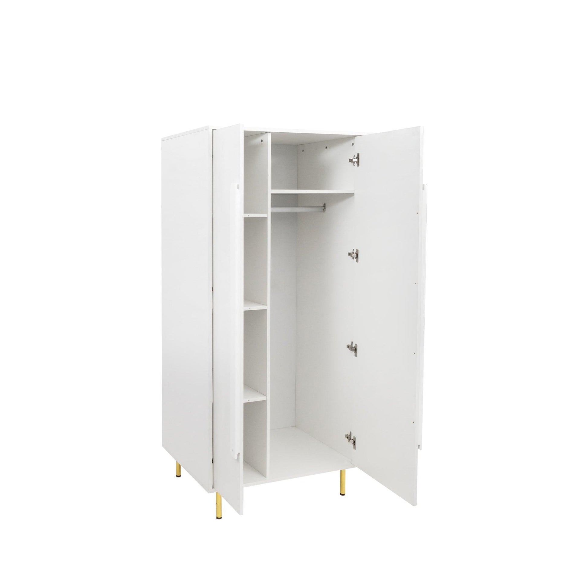 Armoire with 2 Doors with Handle for bedroom White - FurniFindUSA