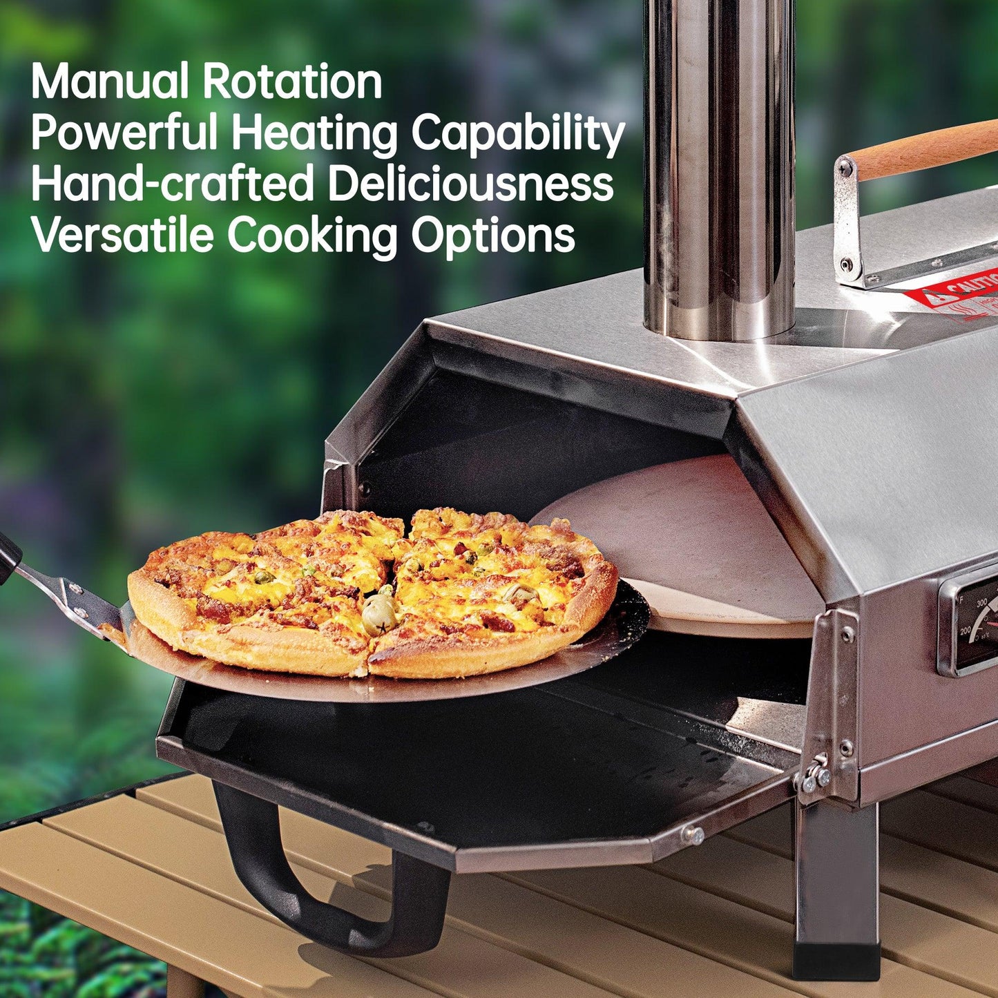 Semi-Automatic Silver 12 Outdoor Pizza Oven Portable Wood Fired Pizza Oven - FurniFindUSA