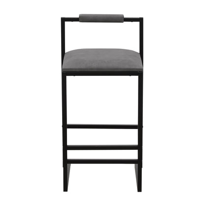 Set of 2 Counter Height Barstools Kitchen Island Stools (Gray with Back) - FurniFindUSA