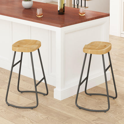 29.52" Stylish and Minimalist Bar Stools Set of 2 Counter Height Bar Stools for Kitchen Island Wood Color - FurniFindUSA