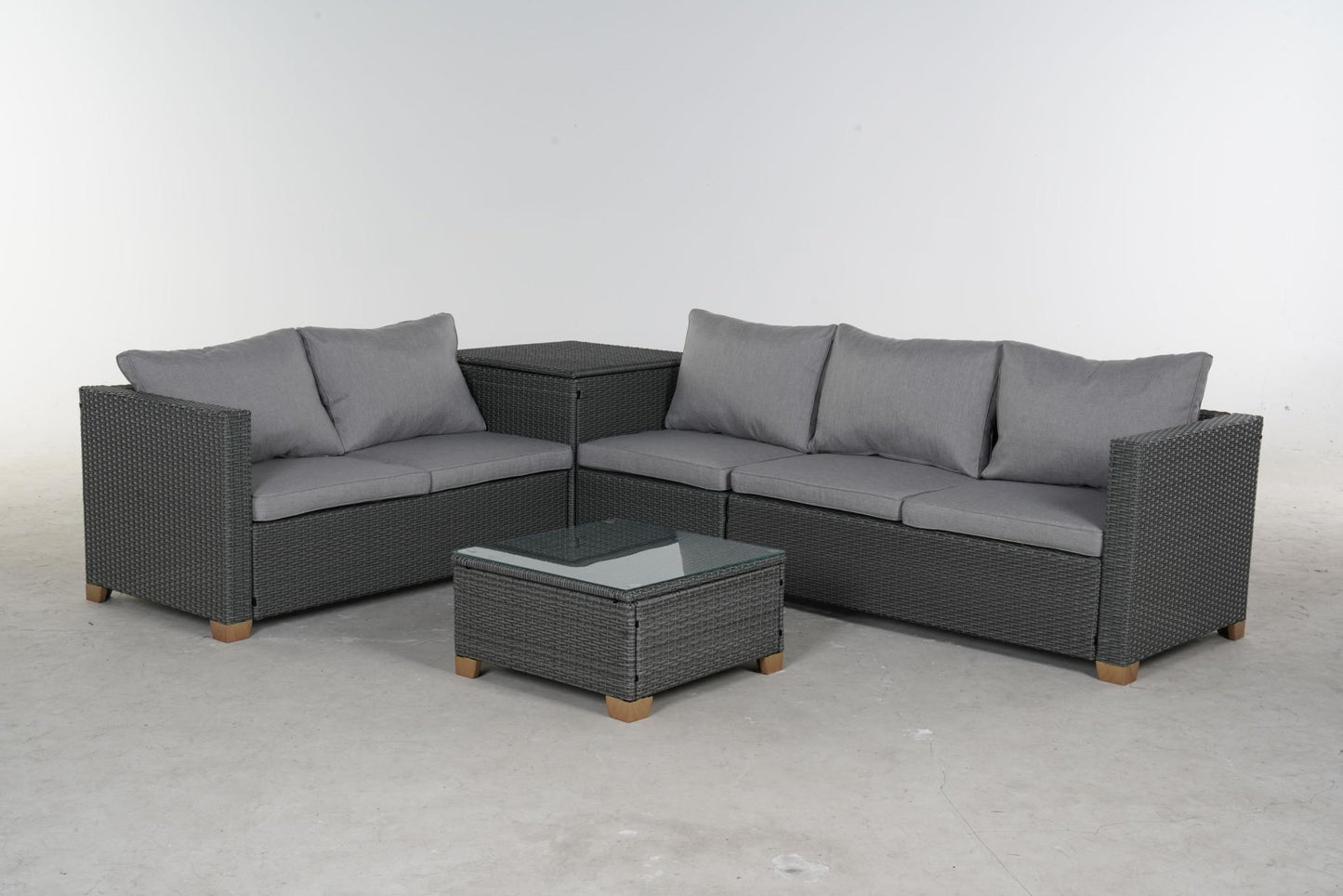 5 Piece Outdoor Rattan Sectional Sets，5 Seats with Cushion - FurniFindUSA