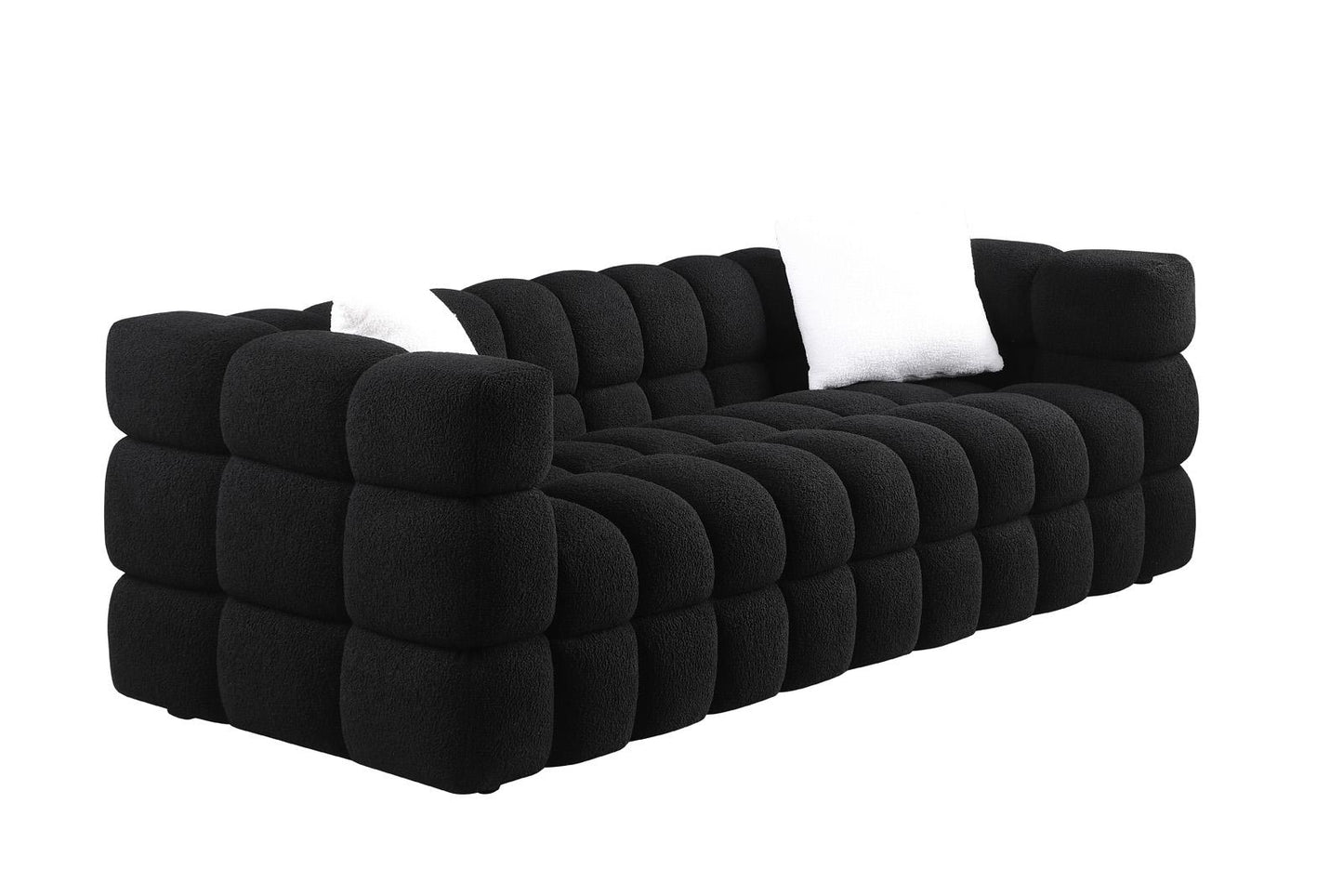 84.3 length ,35.83" deepth ,human body structure for USA people, marshmallow sofa,boucle sofa ,3 seater