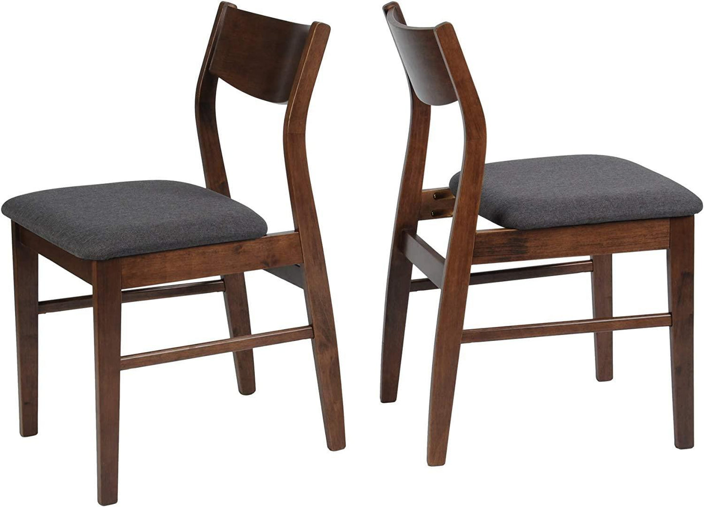 Dining Room Chairs Set of 2 Mid Century Modern Kitchen Restaurant Side Chairs in Dark Grey Fabric an - FurniFindUSA