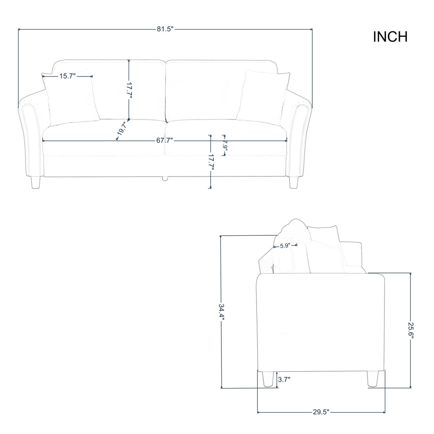 81.5” Modern Sofa Couch - FurniFindUSA