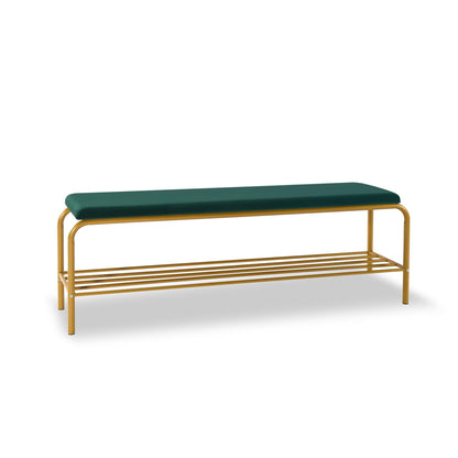 single layer Shoe storage bench Green Velvet - FurniFindUSA