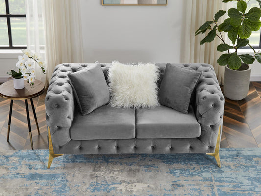 Velvet Loveseat for Living Room with Pillows