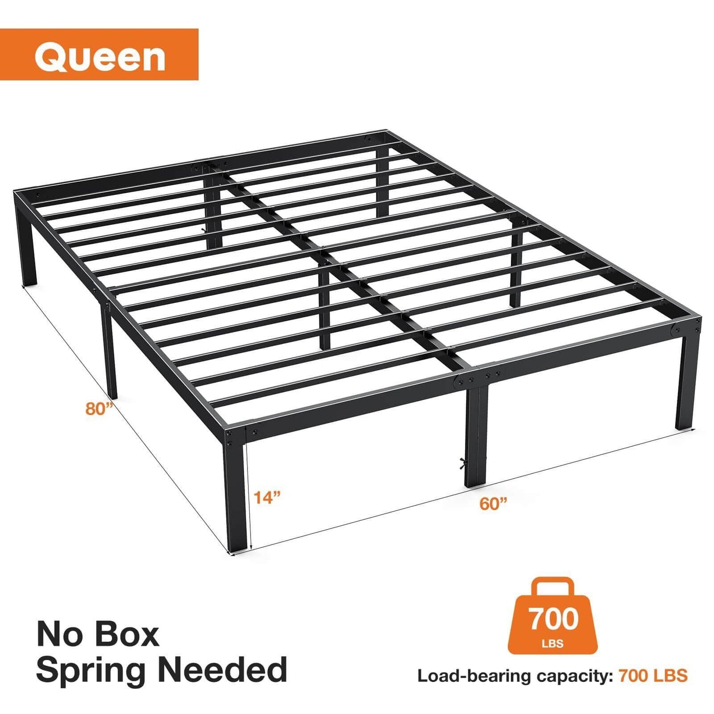 Bed Frame Metal Platform Bed Frame Mattress Foundation with Steel Slat Support - FurniFindUSA