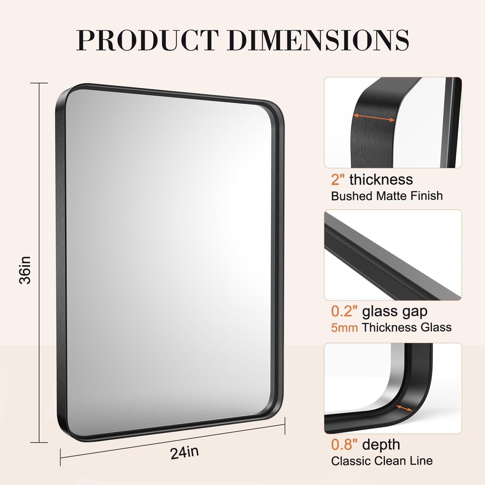 Black Bathroom Mirror Vanity Mirror for Wall - FurniFindUSA