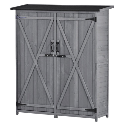 Outdoor 5.3ft Hx4.6ft L Wood Storage Shed Tool Organizer,Garden Shed, Storage Cabinet with Waterproof Asphalt Roof Gray - FurniFindUSA