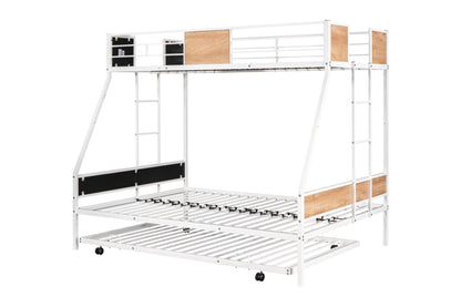 Metal Twin over Full Bunk Bed with Trundle - FurniFindUSA