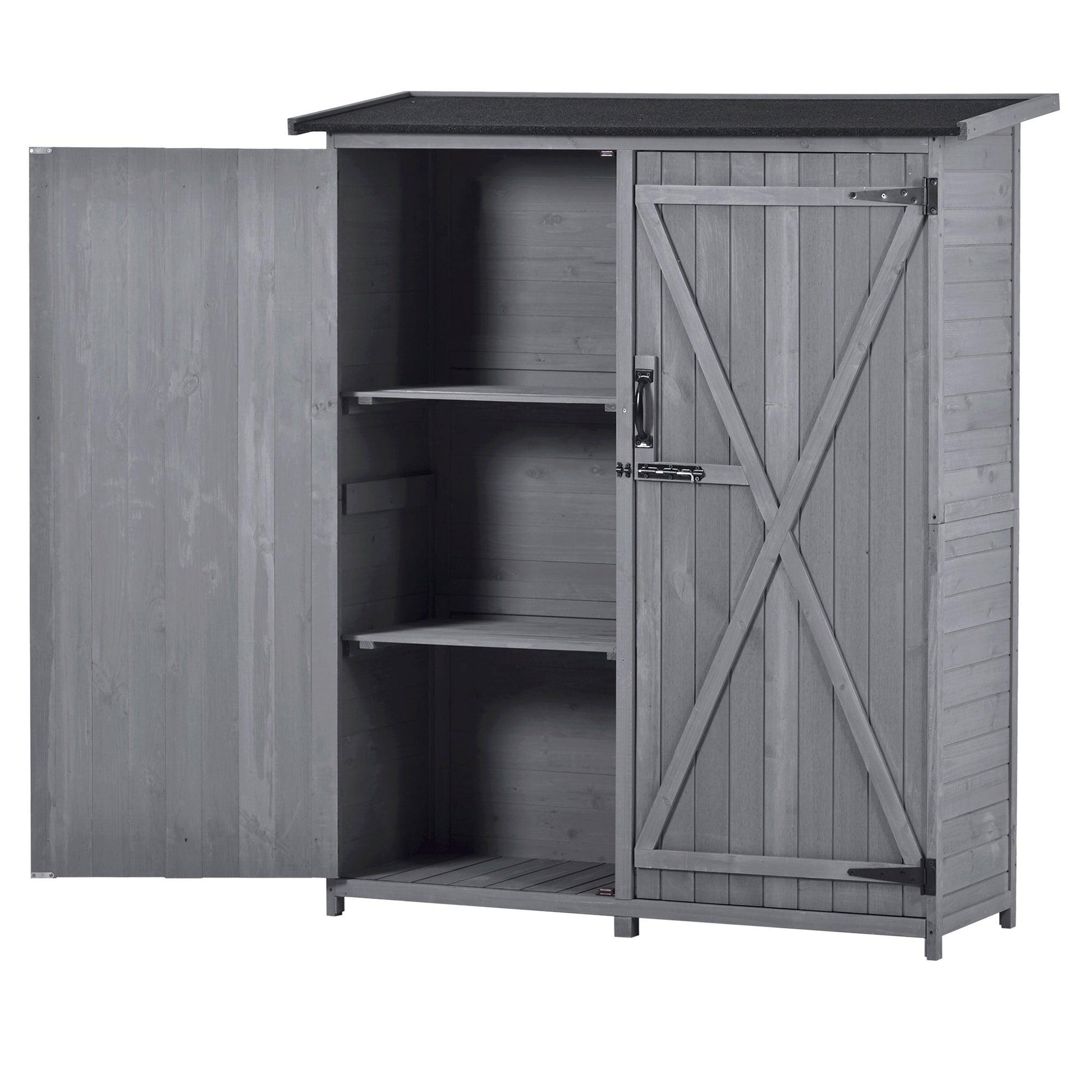 Outdoor 5.3ft Hx4.6ft L Wood Storage Shed Tool Organizer,Garden Shed, Storage Cabinet with Waterproof Asphalt Roof Gray - FurniFindUSA