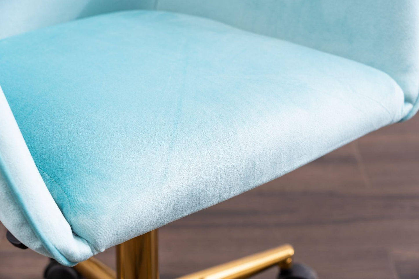 Modern Velvet Fabric Material Adjustable Height 360 revolving Home Office Chair Aqua Light Blue - FurniFindUSA